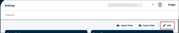 Edit button for Settings